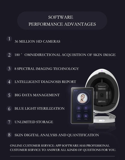3D AI Facial Skin Analyzer Detection Skin Problem Diagnosis 8 Spectrum Professional Analysis Beauty Salon Equipment