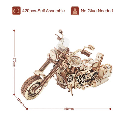 420 PCS Cruiser Motorcycle DIY Wooden Model Building Block Kits Assembly Toy Gift for Children Adult Puzzle LK504
