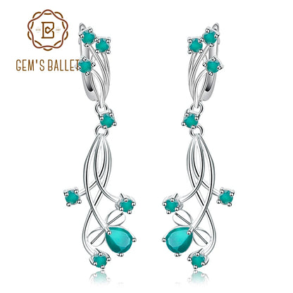 Flower Design 3.89t Natural Sky Blue Topaz Gemstone Drop Earrings For Bridal 925 Sterling Silver Wedding Jewelry