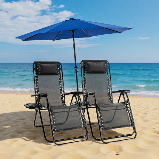 Zero Gravity Set of 2 Portable Recliner Camping  Chairs