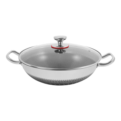 Stainless Steel Pan, Cooking Pan, Double-sided Honeycomb Frying Pan, Non-stick Pan with Lid Induction Cooker Gas Stove Universal