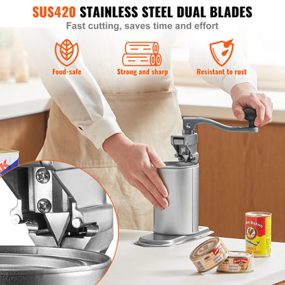 Manual Can Opener Commercial Table Clamp Opener for Large Cans Can Opener with Base Adjustable Height Industrial Opener