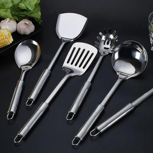 Kitchen Utensils Wok Spatula Ladle Tool Set  Stainless Steel Accessory Cookware  Set