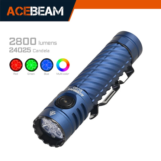 Led flashlight EDC LUXEON HL4X Leds 2800 lumens 340 meters 18650 battery multi-color auxiliary lights