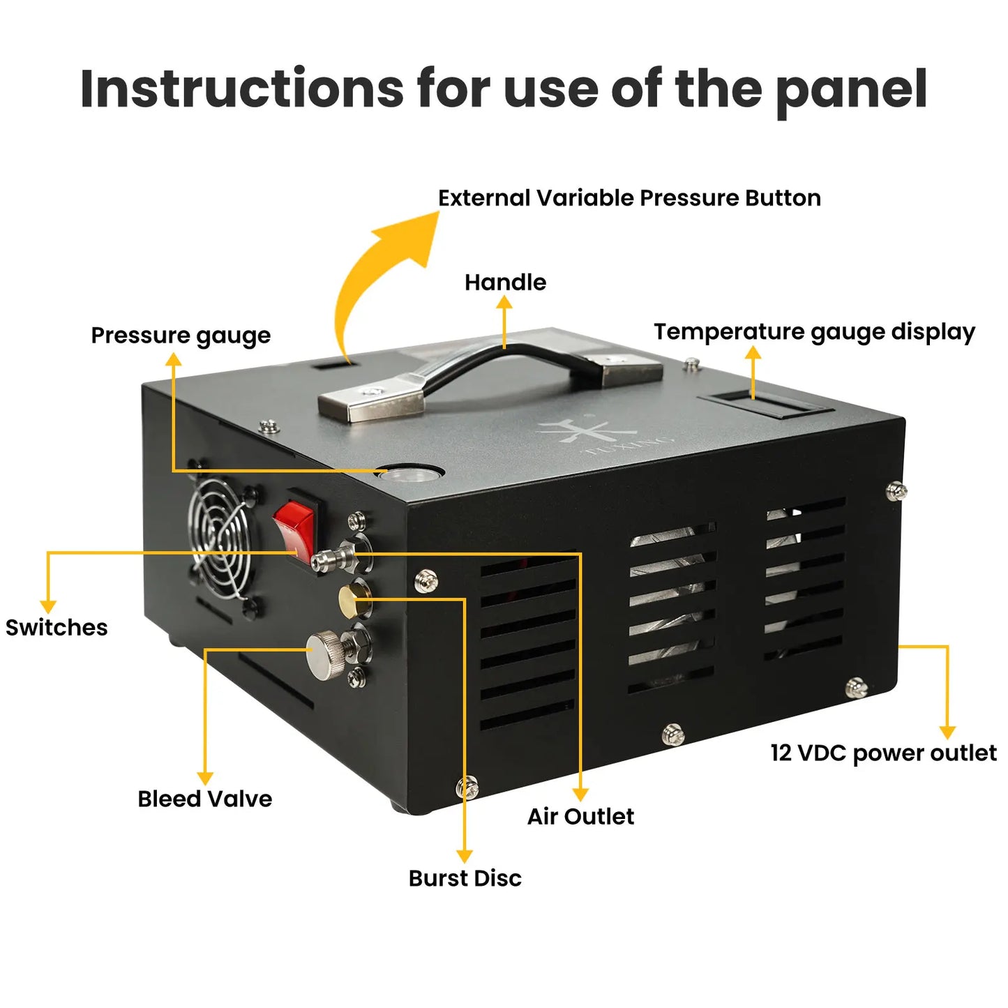 4500Psi 12V PCP Air Compressor 300Bar High Pressure Compressor Portable  Built-in Transformer Diving Tank Airgun