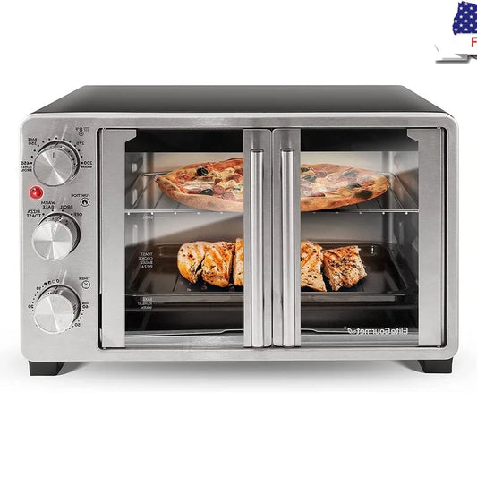 New Double French Door Toaster Oven 25L Convection Multi-Function Cook Bake Broil Toast Roast 1500W Adjustable Timer