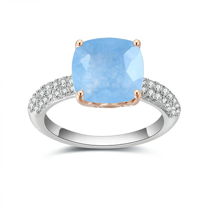 *10mm Cushion Natural Rose Quartz Statement Ring 925 Sterling Silver Gemstone Candy Rings For Women Fine Jewelry