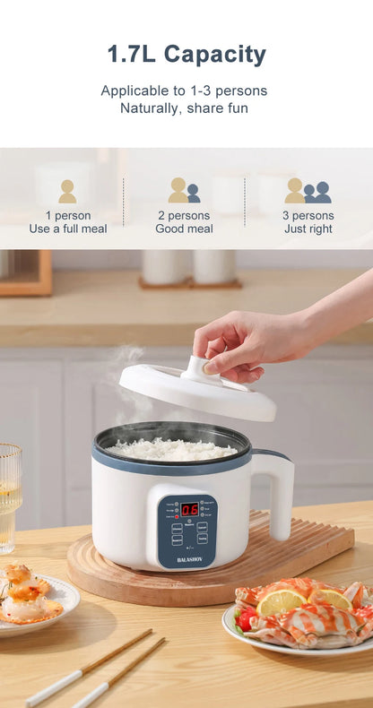 1.7L Electric Rice Cooker 1-2 People Household Non-stick Pan Single/Double Layer Hot Pot Cooking pot Electric Rice Cooker EU/US