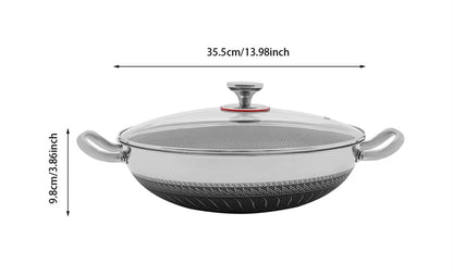 Stainless Steel Pan, Cooking Pan, Double-sided Honeycomb Frying Pan, Non-stick Pan with Lid Induction Cooker Gas Stove Universal