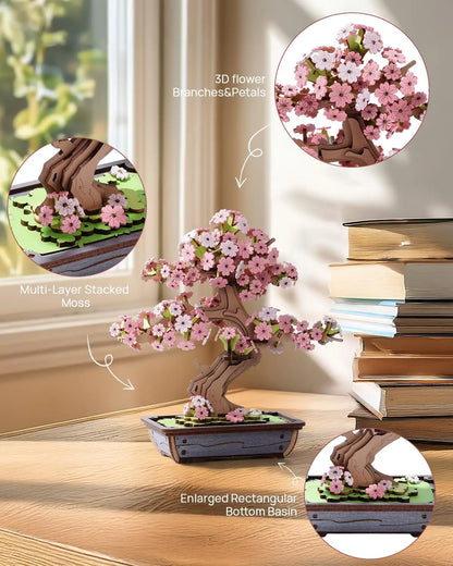 D Wooden Sakura Bonsai Puzzle Easy Assembly Evergreen