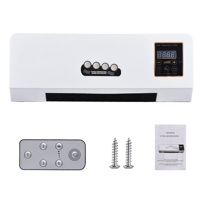 2-in-1 Heater and Fan Combo Timing Wall Mounted Electric Fan and Space Heater 1800W with Remote Control for Dormitory Home