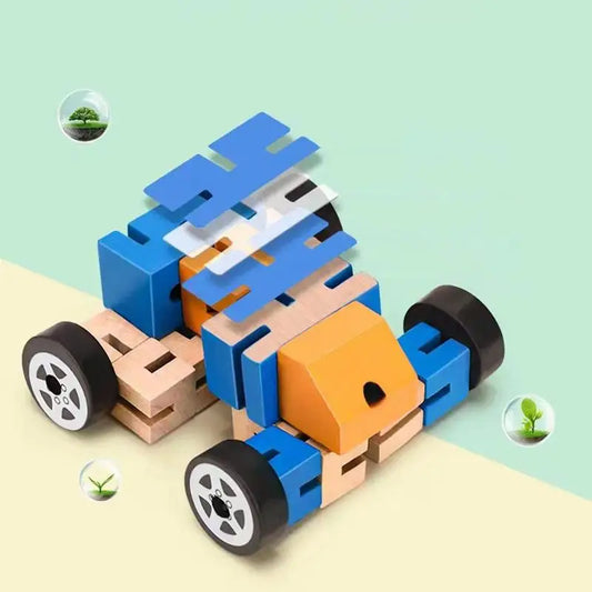 Deformable Toy Wooden Transforming Vehicle Robot Flexible Rotation Learning Gift For Toddler Preschool Counting Game Toy