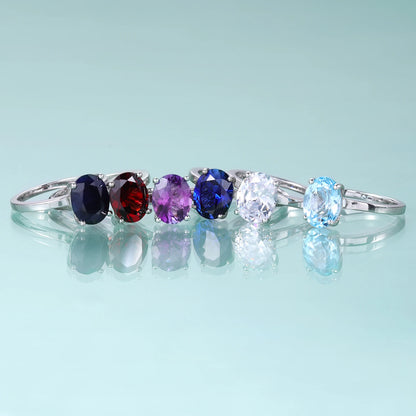 gement Wedding Ring September Birthstone Jewelry Sterling Silver Sapphire Ring Oval Blue Sapphire Solitaire