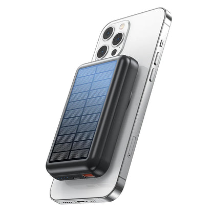Solar Magnetic Power Bank  Wireless&  USB-C  / USB Phone Char,ger w