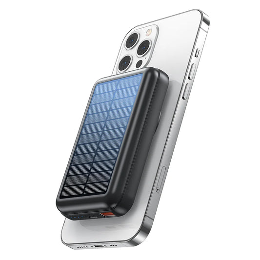 Solar Magnetic Power Bank  Wireless&  USB-C  / USB Phone Char,ger w