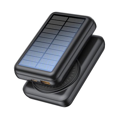Solar Magnetic Power Bank  Wireless&  USB-C  / USB Phone Char,ger w