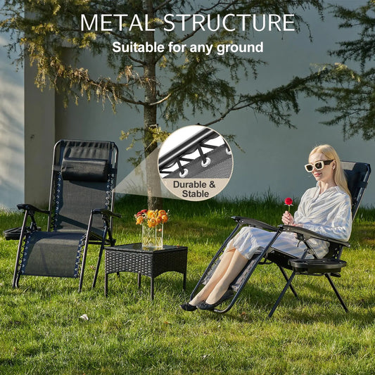 Zero Gravity Set of 2 Portable Recliner Camping  Chairs