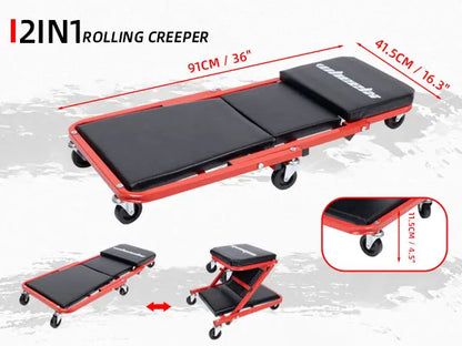 3-in-1 Mechanic Foldable Garage Chair