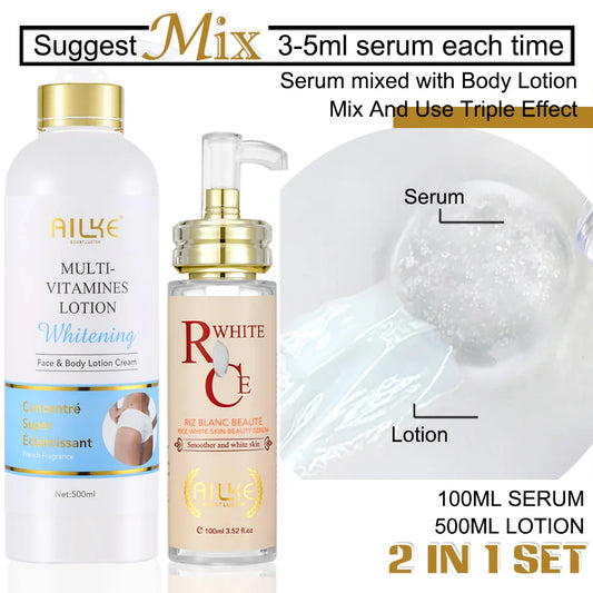 AILKE Multi Vitamin Brightening Body Lotion, Clean Skin With Vitamins A,E,B3,B5, Increase Radiance, Smooth, Moisturizer Cream