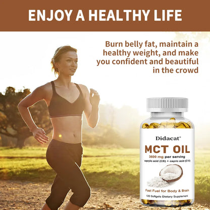 MCT Oil Capsules Ketogenic Fuel Focus, Promote Brain and Body Health, Non-GMO Coconut