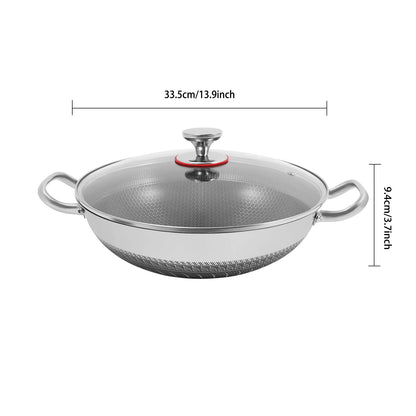 Stainless Steel Pan, Cooking Pan, Double-sided Honeycomb Frying Pan, Non-stick Pan with Lid Induction Cooker Gas Stove Universal