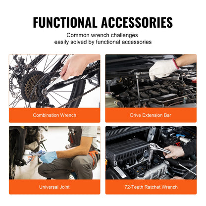 SucceBuy Mechanics Tool Set and Socket Set 1/4" 3/8" 1/2" Drive Deep Standard Sockets 450 Pcs SAE and Metric Mechanic Tool Kit