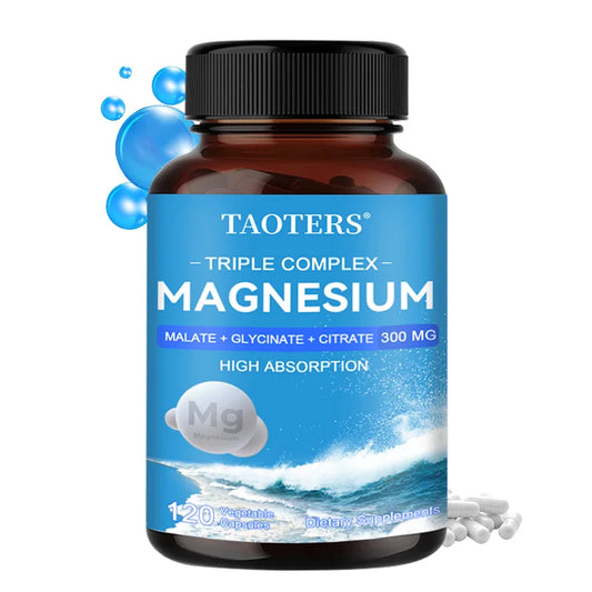 Magnesium Malate + Glycine + Magnesium Citrate 300 Mg, Supports Heart Health, Boosts Energy and Improves Mood