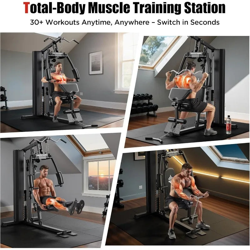 Multifunctional Home Gym, Workout Station with Weight Stack