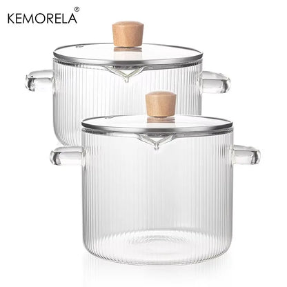 2 Pcs Clear Heat Resistant  Hand Cookware With Lid