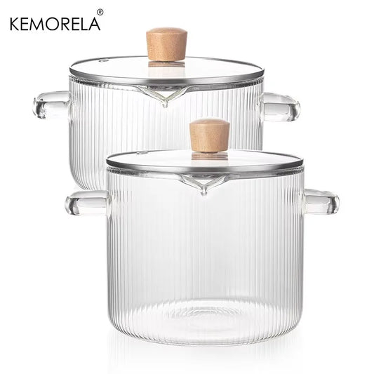 2 Pcs Clear Heat Resistant  Hand Cookware With Lid