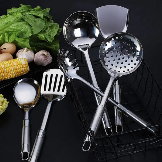 Kitchen Utensils Wok Spatula Ladle Tool Set  Stainless Steel Accessory Cookware  Set