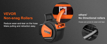 50 FT Retractable Air Hose Reel Wall-Mounted PVC Hose Automatic Rewinding Swivel Compressor for Automobile Maintenance