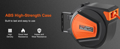 50 FT Retractable Air Hose Reel Wall-Mounted PVC Hose Automatic Rewinding Swivel Compressor for Automobile Maintenance